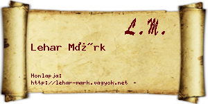 Lehar Márk névjegykártya